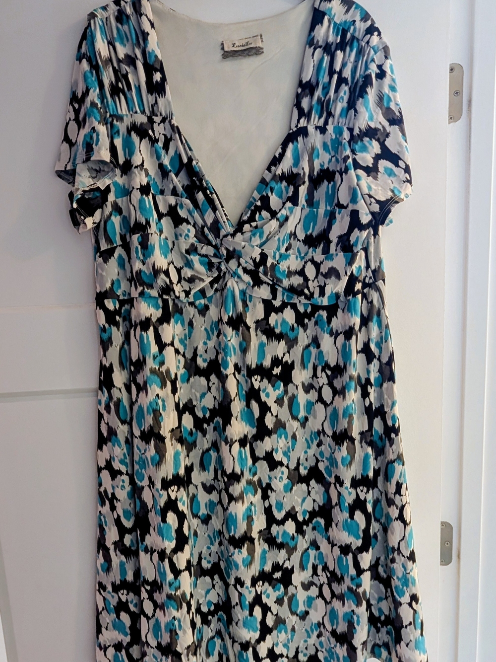 Lucie Lu Abstract Print Twist Front Dress - 3X